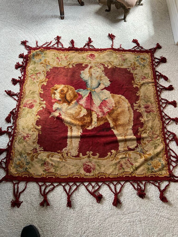 Victorian chenille throw, 48" square (excluding tassels