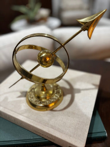 Vintage Brass Armillary Globe Sphere with Arrow Sundial