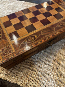 Inlaid Wood Marquetry Backgammon Set