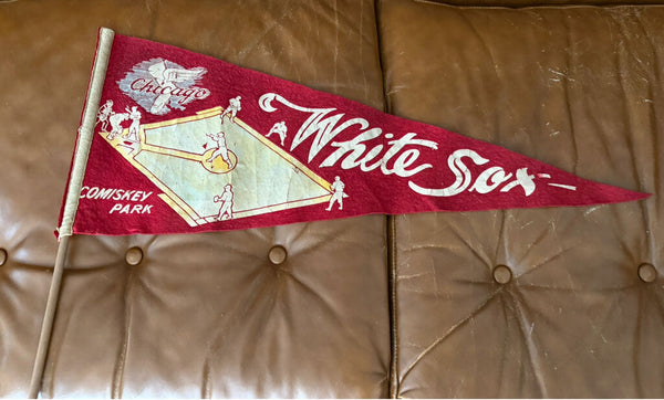 Vintage White Sox Pennant on Stick Red 28" W1891