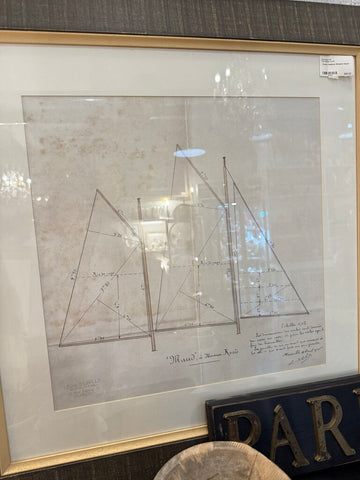 French Sailboat Blueprint 30x30