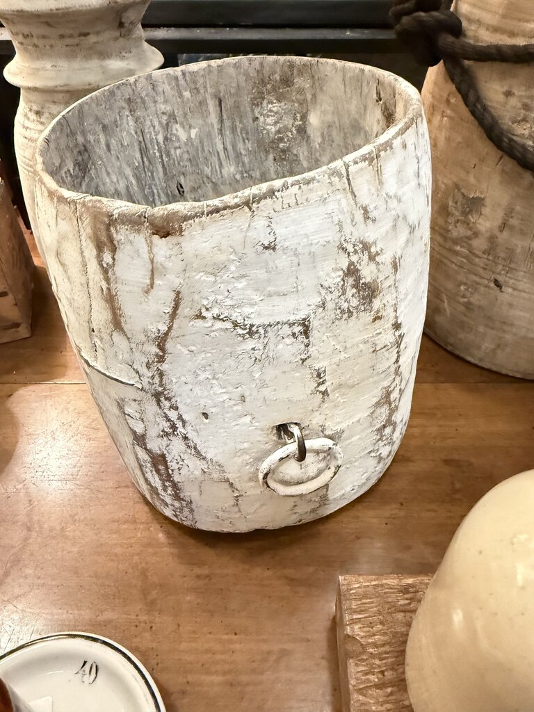 White wash wood vase
