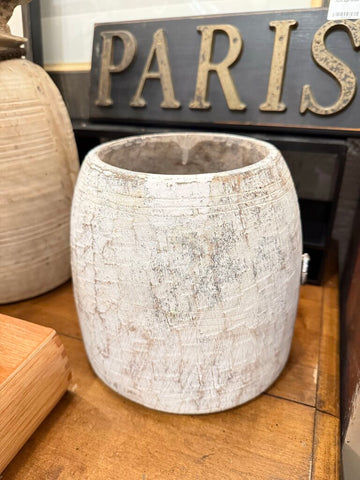 White wash wood vase