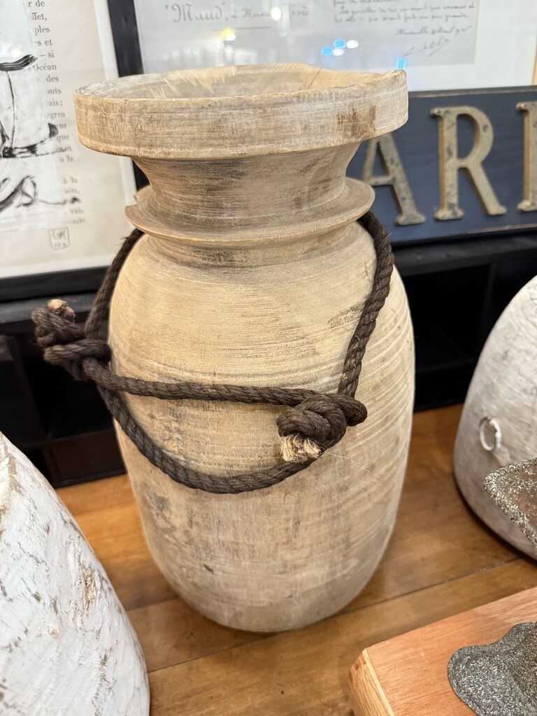 Tall wood vase