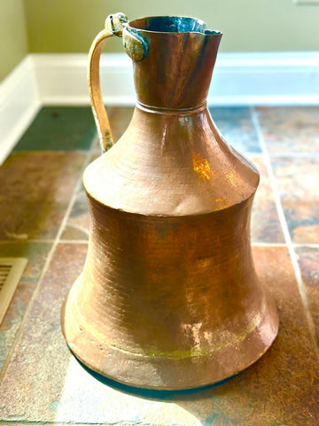 19TH CTR TURKISH HAMMERED COPPER WATER JUG. 15"H x 11"W