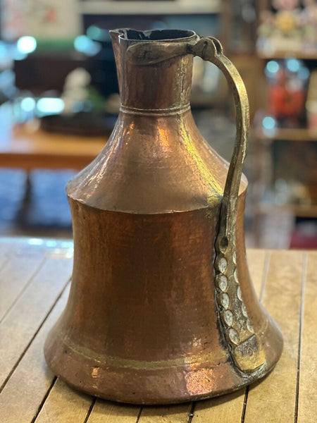 19TH CTR TURKISH HAMMERED COPPER WATER JUG. 15"H x 11"W