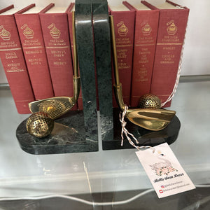 Vint Golf Marble/Brass Bookends