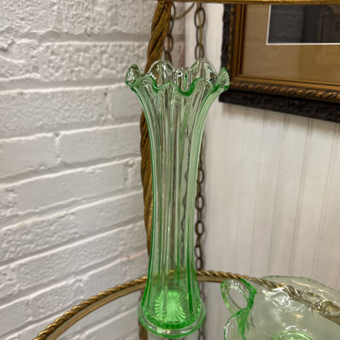 Vintage Uranium Glass Vase 9" Tall