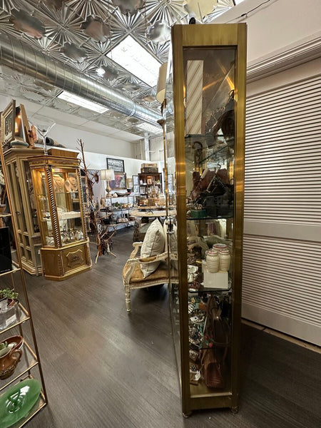 Vintage Brass and glass display case removable lock in Store pick up only 77H x 33W x 12D