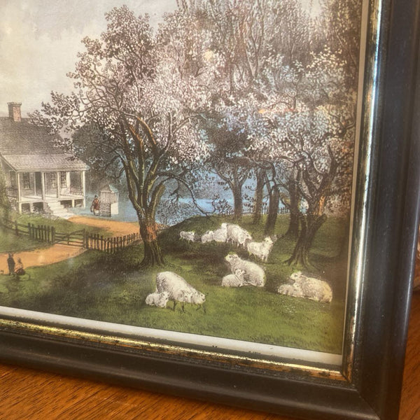 Vintage Currier and Ives "American Homestead Spring" 7.5 x 5.5"