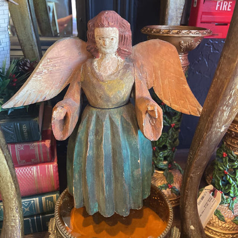 Moxie - Primitive Hand Carved Folk Art Angel - 9.25"