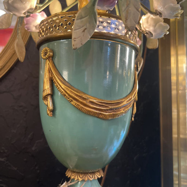 PAIR Mid century vintage Italian brass and porcelain lamp