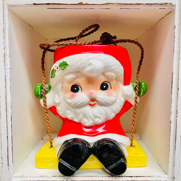 Moxie - Enesco Santa On Swing Planter - 5.25"