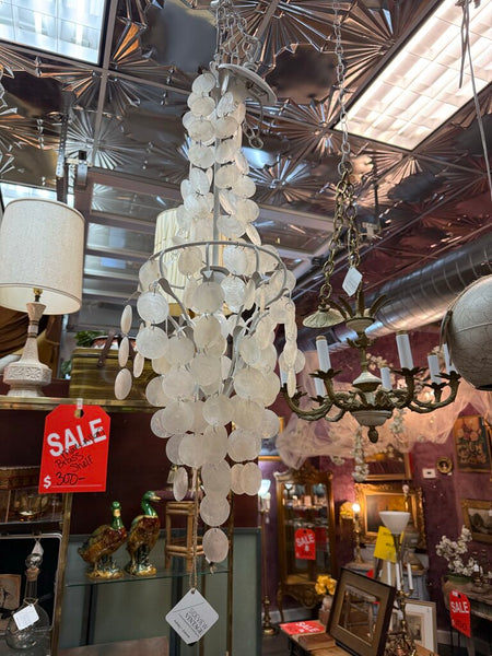 Revitalized Vintage Chandelier with Capiz Shells W0385