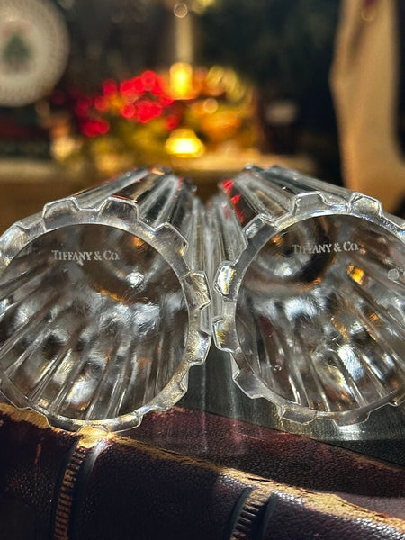 PAIR TIFFINY & CO CRYSTAL FLUTED CANDLEHOLDERS
