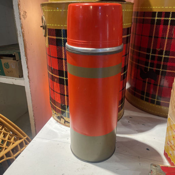 Jens Fresh Vintage ~ Vintage red & brown stripe thermos