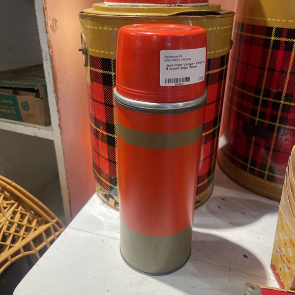 Jens Fresh Vintage ~ Vintage red & brown stripe thermos