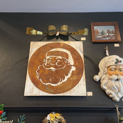 Moxie - Metal & Wood Santa Art - 24 x 24