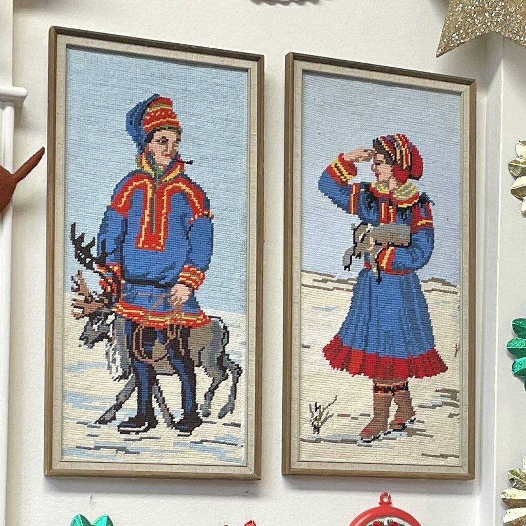 Moxie - PAIR Winter Theme Needlepoint - Man & Woman - 9 x 18