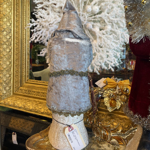 Moxie - Artisan Made Santa in Silver Coat - 15"