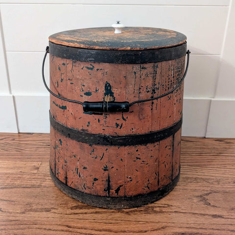 Antique Wood & Iron Firkin 13x15