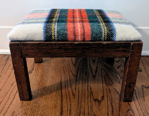 Vintage Rehupolstered Footstool 14x9x8