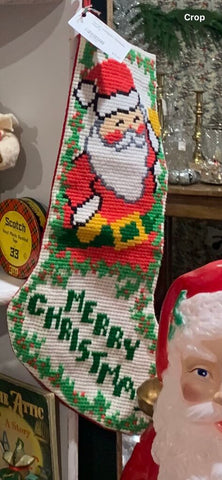 Vintage needlepoint Christmas stocking