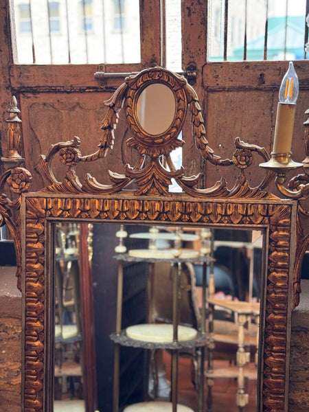 0668 Maitland Smith Ornate Gilt Wood Wall Mirror (as is)