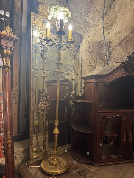 0674 Antique brass floor lamp (price firm)