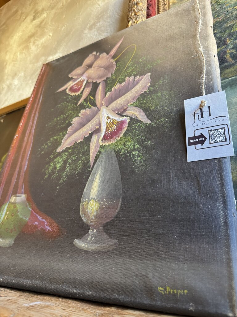 0641 Antique Unframed Floral on Canvas