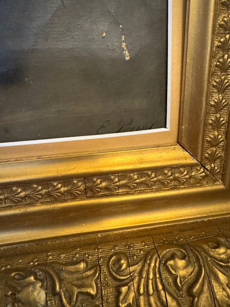 0623 Antique Portrait of Woman in Lace Dress on Canvas