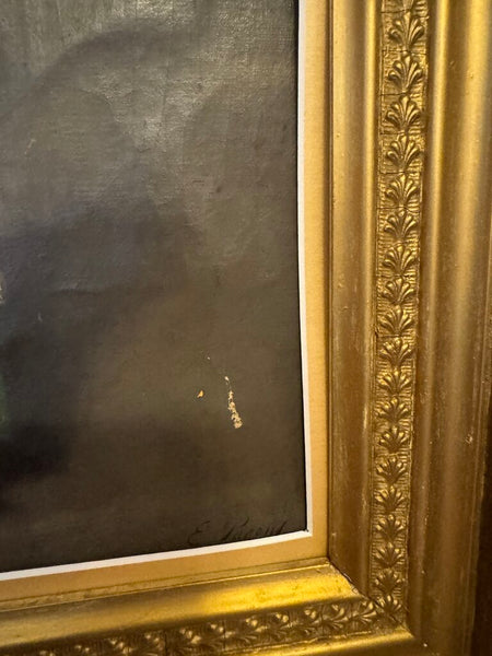 0623 Antique Portrait of Woman in Lace Dress on Canvas