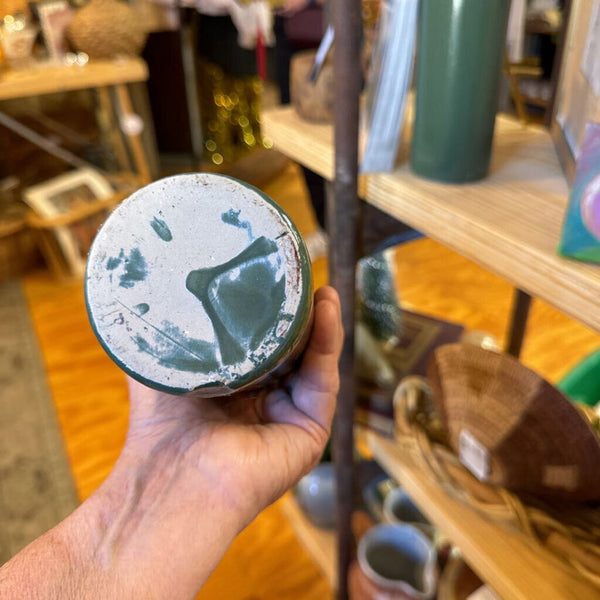 Green ceramic bottle