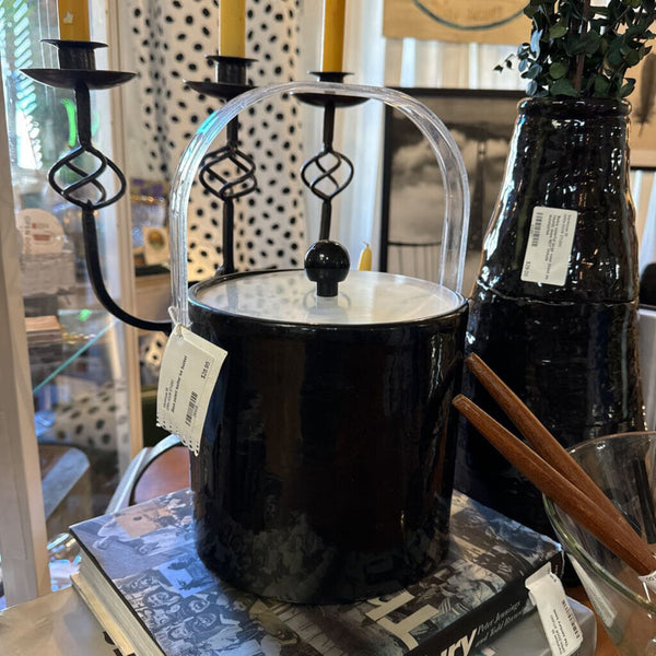 Black patent leather ice bucket