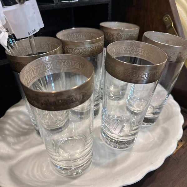 Set of silver lined glasses