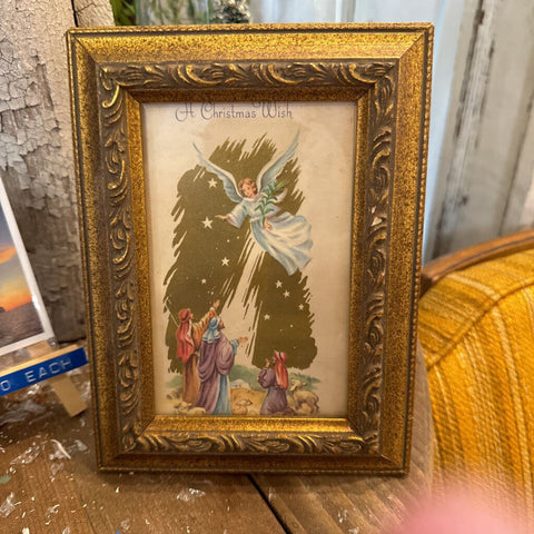 Gold framed vintage Christmas card