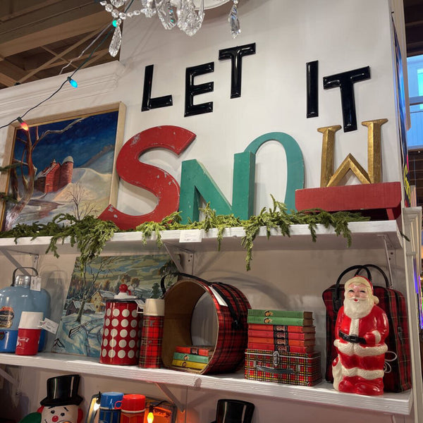JFV ~ Vintage letters spelling LET IT SNOW