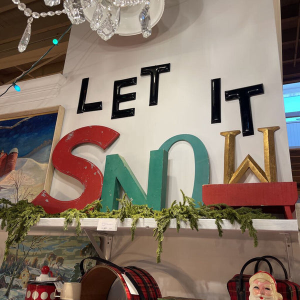 JFV ~ Vintage letters spelling LET IT SNOW