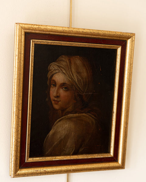 0465 19th Century Portrait of Beatrice Cenci Oil on Board