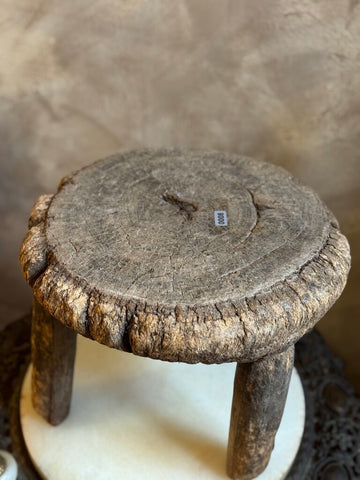 0008 Antique Primitive Hand Carved Stool