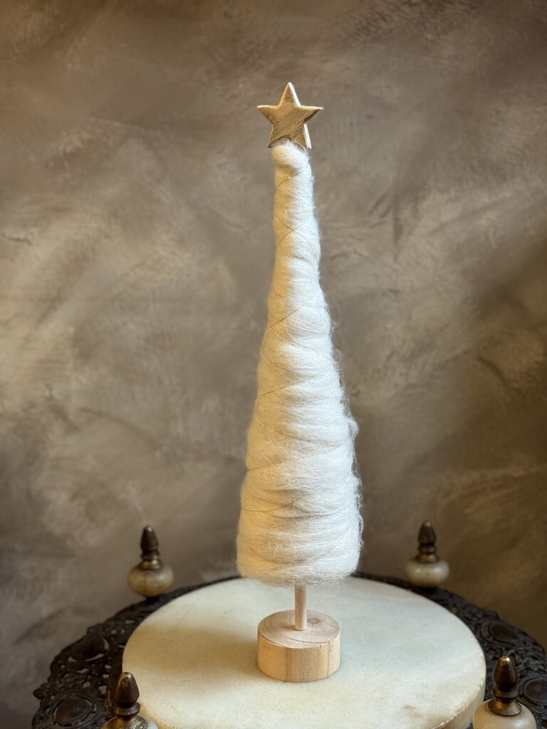 0696 Beige Fluff Christmas Tree w/ star