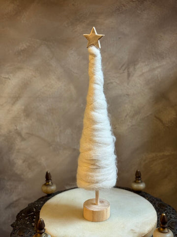 0696 Beige Fluff Christmas Tree w/ star