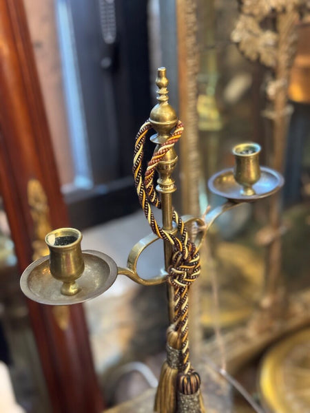 0030 Brass Double Arm Adjustable Candle Holder