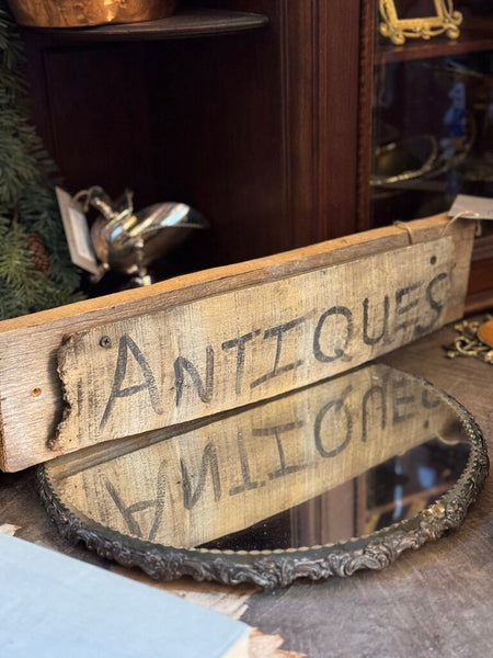 0476 Primitive Wood Antiques Sign