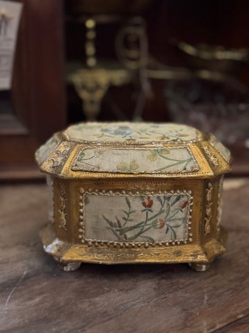 0615 Embroidered fabric wrapped florentine box