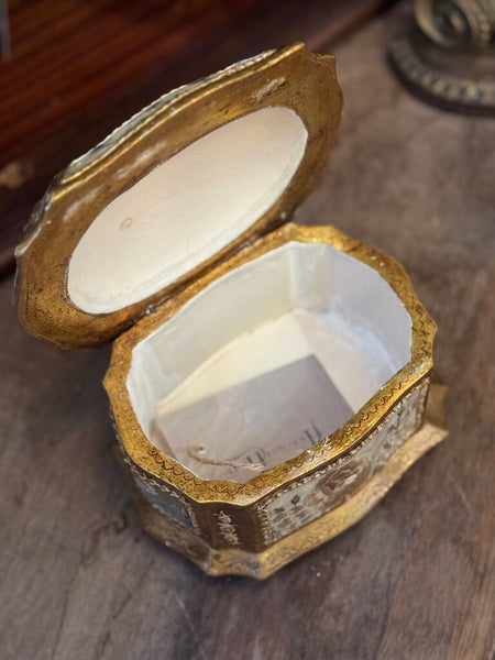 0615 Embroidered fabric wrapped florentine box