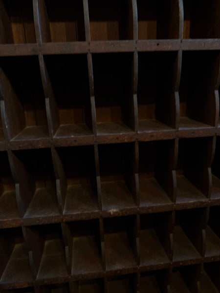 0411 Antique Oak Scalloped Cubby Shelf