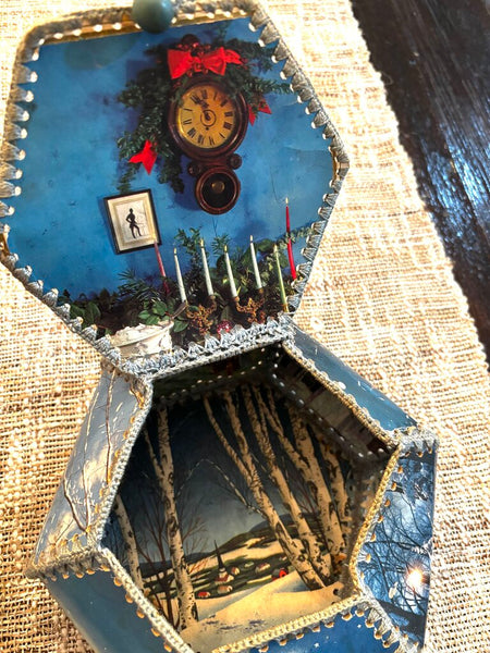 Vtg Crochet Greeting Card Lidded Box