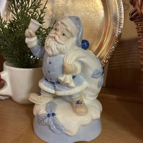 Vintage Blue Musical Santa