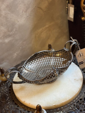 0502 Silver Tone Jardiniere Basket